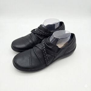Clarks Women's Cora Braid Black Slide In shoes Size 10M Comfort Casual Classic